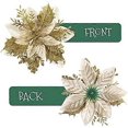 thumbnail image 4 of Christmas Glitter Artificial Poinsettia Flower Pattern 12Pcs Christmas Tree Flower Pattern Ornaments Xmas Party Decoration with 12Pcs Stems and Clips, 4 of 4