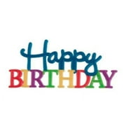 Blue and Rainbow Happy Birthday Cake Topper - 1 Count - 4" x 1.75" x 0.1" - National Cake Supply