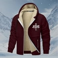 thumbnail image 2 of Telankuip Mens Jesus Full Zip up Sherpa Lined Hoodies Plus Size Graphic Christian Faith Outdoor Athletic Thermal Jackets with Pockets Winter Warm Comfortable Stylish Outwear Red XXL, 2 of 4