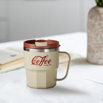 Stainless Steel Travel Mug Double Wall Insulated Coffee Cup 400ml | Spill-Proof Lid, Straw & Flip Top | Handle Leakproof Portable Reusable Drink Cup for Office & Travel