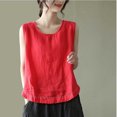 thumbnail image 6 of Besolor Womens Cotton Linen Tank Tops Summer Crewneck Sleeveless Shirts Casual Loose Lightweight Breathable Basic Tees Camis(X-LargeRed), 6 of 6