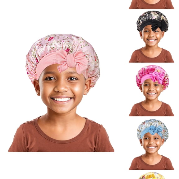 VOUZZA Kids Girls Bonnets Silk Bonnet Child Satin Bonnet Sleeping Baby Toddler Tie Bonnet Sleep Cap Soft Nighttime Hair Cap