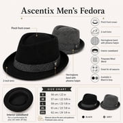 Ascentix Wool Blend All Season Fedora Hat with Herringbone Band (Men)