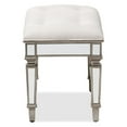 thumbnail image 3 of Baxton Studio Marielle Hollywood Regency Glamour Style Off White Fabric Upholstered Mirrored Ottoman Vanity Bench, 3 of 7