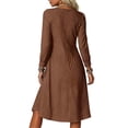 thumbnail image 5 of Lnmiateer Women Striped Long Sleeve A Line Midi Dress Loose Lightweight Breathable Summer Fall Work Beach Vacation Outfit, 5 of 7