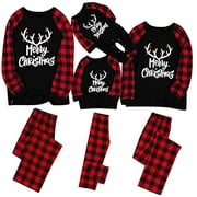 Family Matching Christmas Pajamas Set Sleepwear Jumpsuit Hoodie with Hood for Family