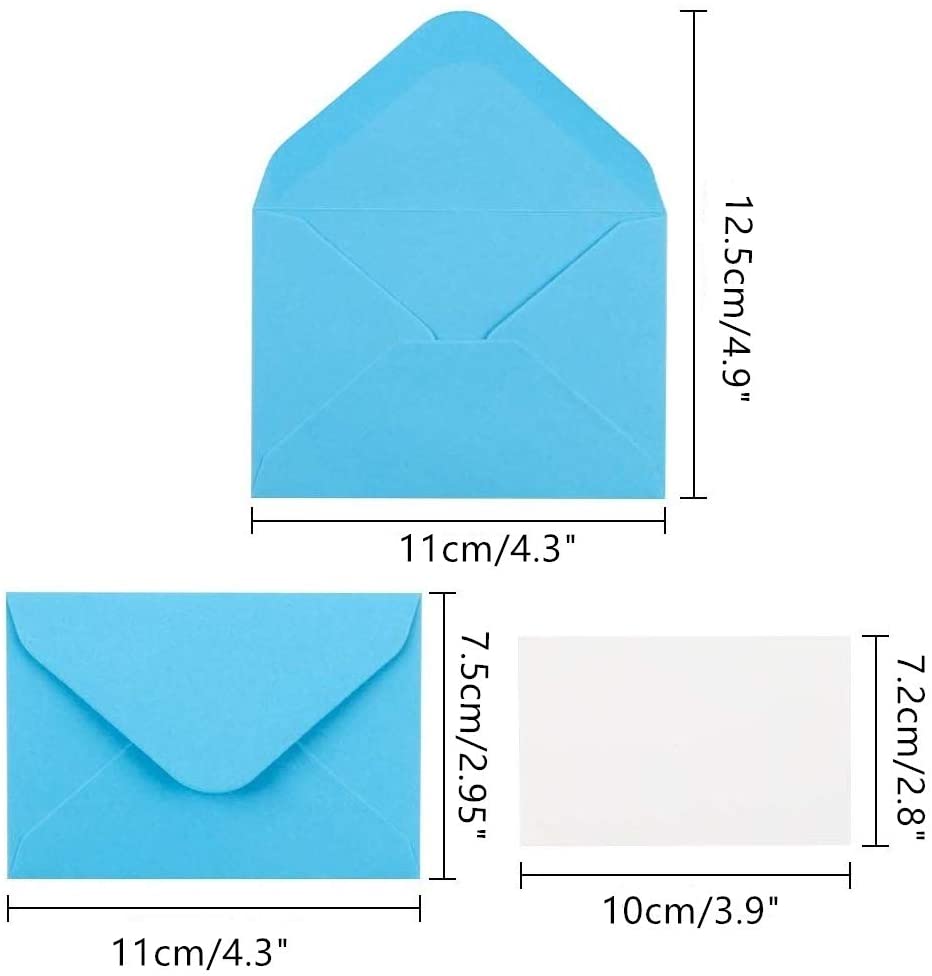 Blank Envelopes Black Mini Stationery Set Plain Colorful Folded Cards