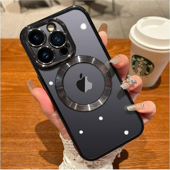 for iPhone 13 Pro Max Case Clear with MagSafe Full Protection Case Compatible with Camera Lens Protector Elegant Anti-Scratch Case Cover 6.7 Inch - Space Black