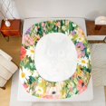 thumbnail image 4 of Manfei Cartoon Black Cat Fitted Sheet Full, Wildflower Butterfly Bed Set, Green Pink, 3-Piece, 1 Fitted Sheet and 2 Pillowcases, 4 of 6
