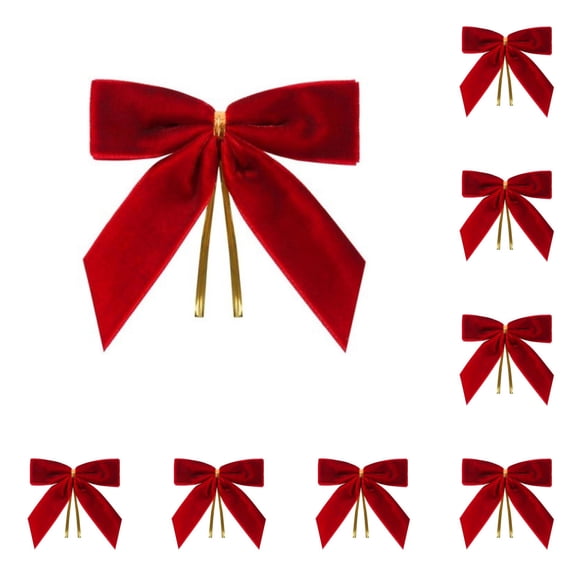 12 Pcs Mini Velvet Decorative Bows, 3.5 x 3.5 Inch Twist Tie Bows, Fabric Small Bows for Christmas Tree, Wreath, Gift Wrapping, Craft, Wedding, Party, Treat & Bakery Candy Bag Home Decor,Red