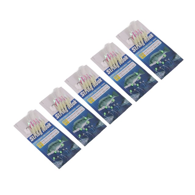 Luminous Lure String Hooks, Glow in Water Carbon Steel Luminous Feather Fishing Bait Rigs For Saltwater 2