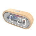VBXOAE Smart Wooden Alarm Clock with LED Display Temperature Sensor and