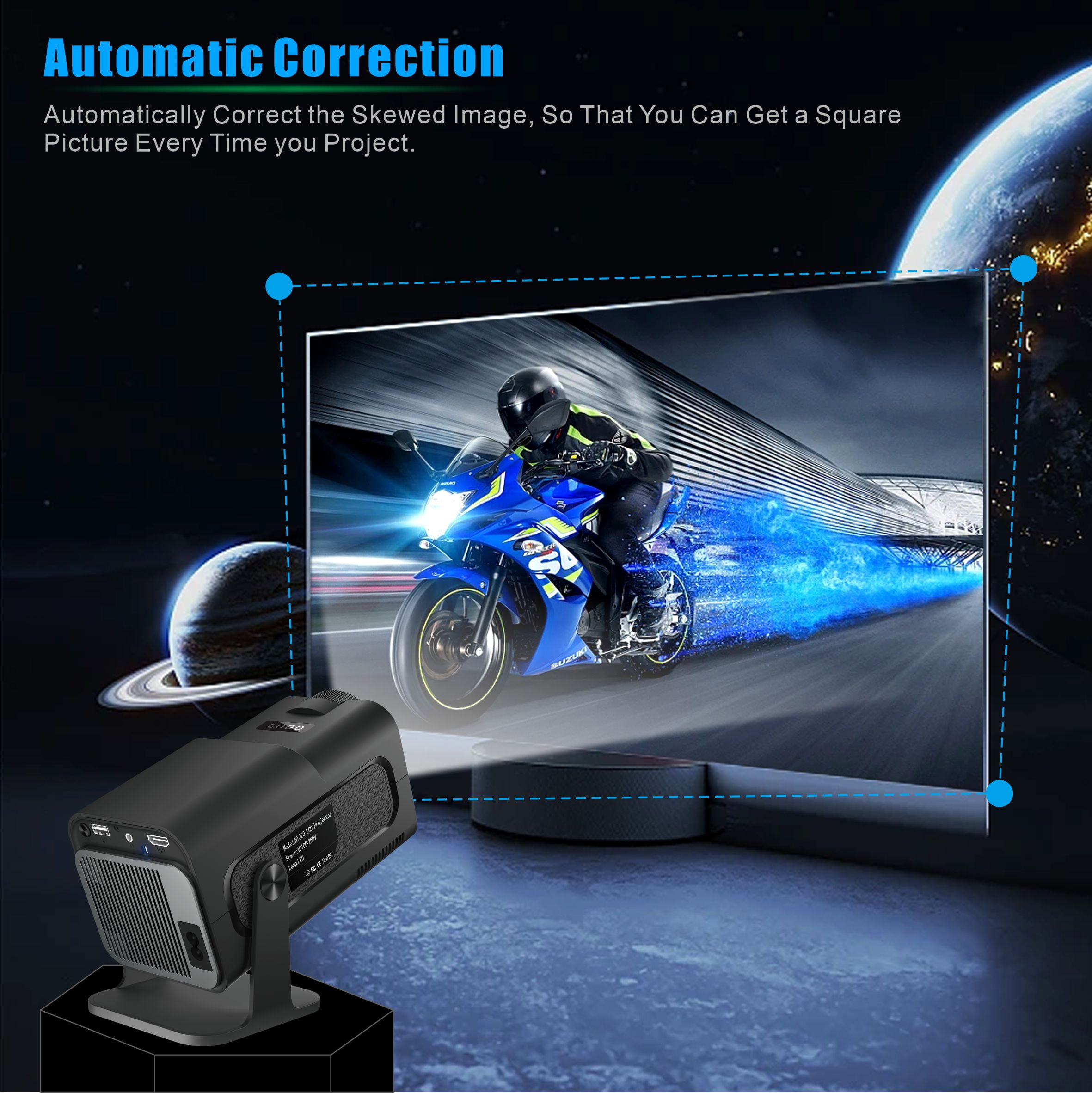 ZKON 2024 NEW HY320 Mini Newly Native 720P Android 11 4K Projector 300ANSI Wifi6 BT5.0 Cinema Outdoor Portable 180° Rotable Projector