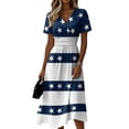thumbnail image 2 of American Flag Dress for Women Independence Day Dress A Line Short Sleeve Summer Party Vacation Dresses, 2 of 5
