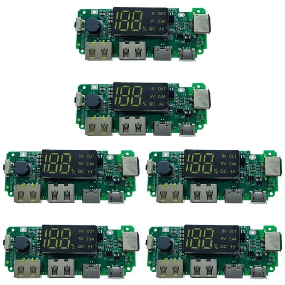 LED Dual USB 5V 2.4A /Type-C USB Mobile Power Bank 18650 Charging Module Lithium Battery Charger Board 6Pcs