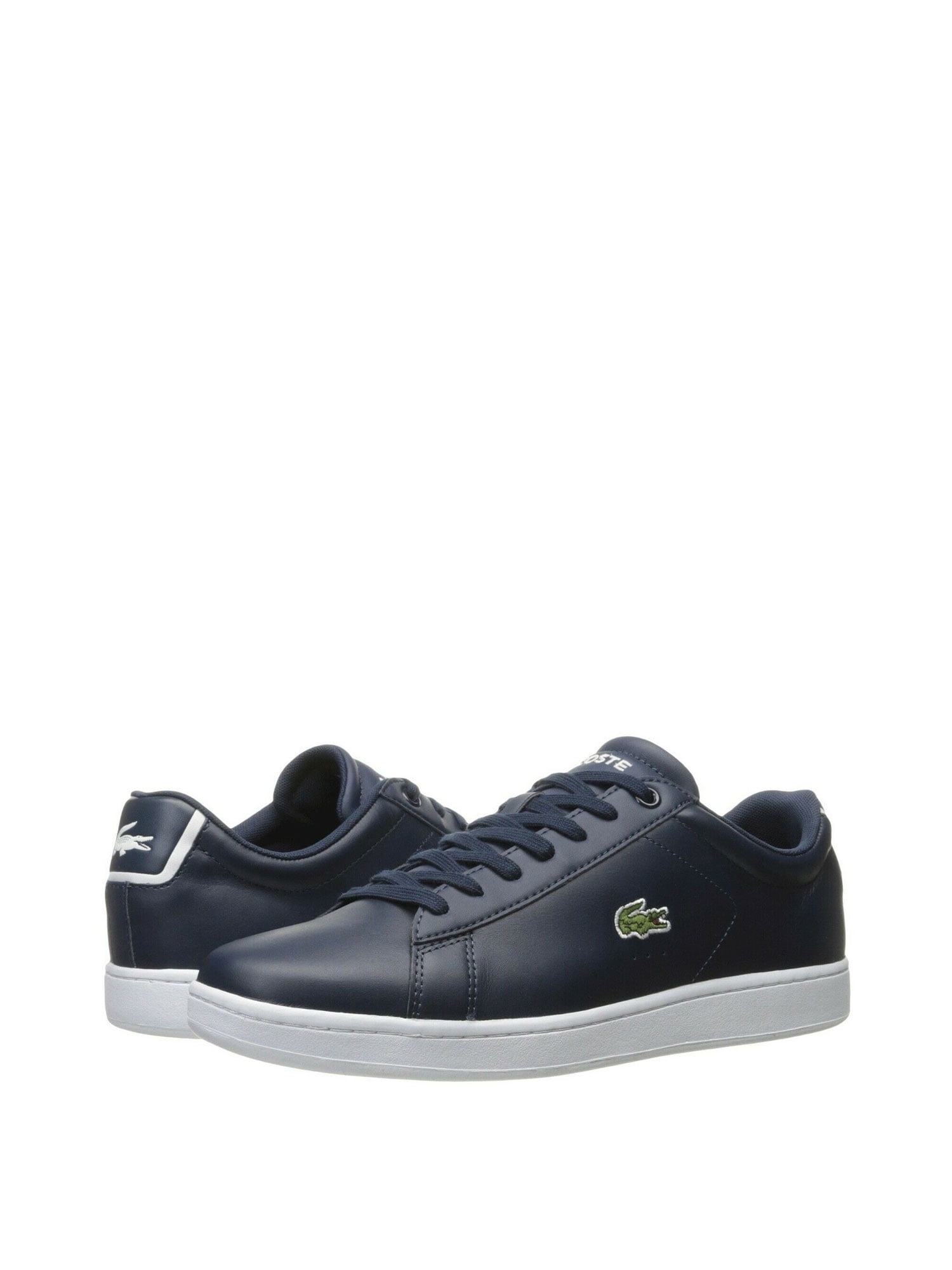 Lacoste Mens Carnaby EVO Trainers Navy White Leather Textile Shoes All Sizes 