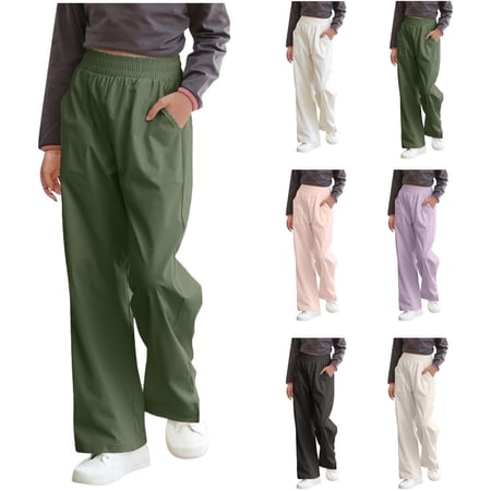 Piuwrlz Summer Girls Pants for Kids Sweatpants Joggers Pant Khaki Size 5 T