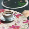 thumbnail image 3 of Ambesonne Spring Fitted Round Tablecloth, Retro Floral Motifs Dots, 40"- 44" Diameter, Pastel Pink and Olive Green, 3 of 5