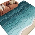 thumbnail image 2 of Turquoise Ombre Stripe Area Rugs 5x7 for Living Room, Summer Beach Abstract Waves Moires Non Slip Washable Rug Runner, Low Pile Indoor Floor Carpet Mat Bathroom Rugs for Bedroom, Kids Room, 2 of 9