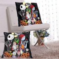 thumbnail image 5 of Juego de 2 fundas de almohada de felpa cuadradas negras de Pesadilla antes de Navidad, decoración de doble cara, cama de automóvil, dormitorio, sofá, fundas de almohada suaves, decoración del hogar,, 5 of 5