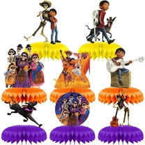 8Pcs Coco Theme 3D Double Side Honeycomb Centerpieces Table Toppers,Cartoon Birthday Party Decorations Supplies for kids.