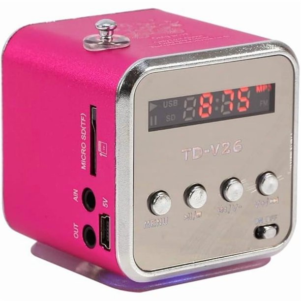 wonima11 Eboxer Portable Mini Speaker Music Player FM Radio Stereo Speaker Support TF Card and U Disk, Brief Design, Perfect Mini Speaker for Room Bike Car for Phone/Tablet/Computer (Rose Red)