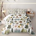 thumbnail image 2 of Manfei Kawaii RV Accessories Quilt King 3 Pieces,Camping Sunflowers Mushroom King Coverlet Set,Sage Green White,1 Bedspread and 2 Pillowcases, 2 of 7