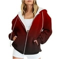 thumbnail image 2 of Juslio Womens Hoodies Womens Coats Zipper Outerwear Casual Long Sleeve Wine, 2 of 6