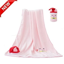 KOYPTL Christmas Throw Blanket,Reversible Coral Fleece Throw with Santa/Reindeer/Snowman/Pig Embroidery,Soft Portable Flannel Blankets for Sofa Bed Office Gift Giving,Holiday Winter Home Ornament Rug