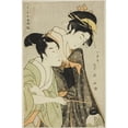 thumbnail image 3 of Ichirakutei Eisui 17x24 Black Modern Framed Museum Art Print Titled - Osome and Hisamatsu, from the Series 'Beauties in Jori Roles (Bijin Awase Jori Kagami)' (C. 1795), 3 of 5