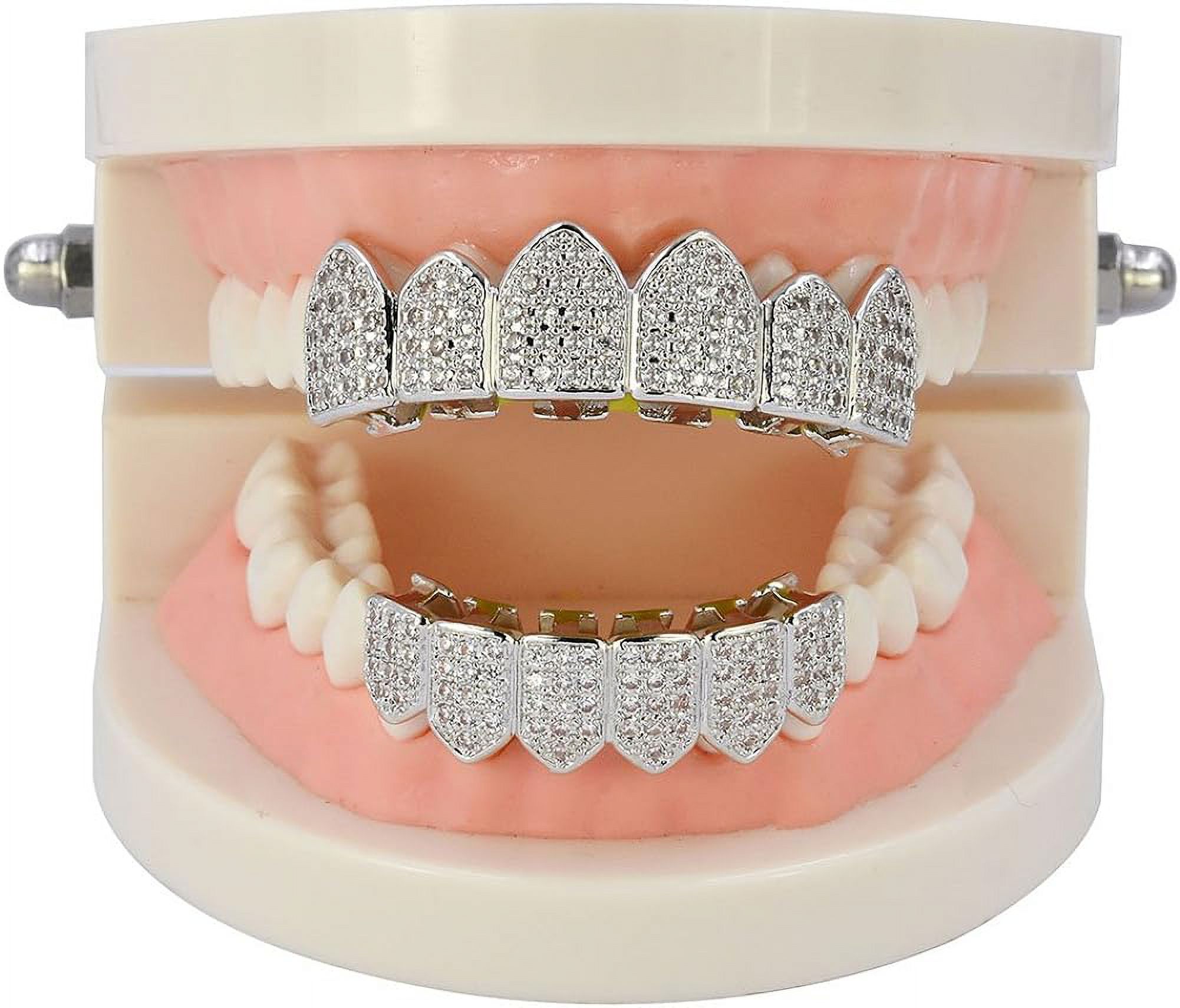 18K Gold Plated Grillz CZ -Out Grillz Adjustable Silicone Molding Bars ...