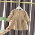 thumbnail image 5 of Gubotare Baby Girl Dresses Girls Long Sleeve Dresses Kids Casual Crewneck Dress Size 6 12 Months(Khaki,6-12 Months), 5 of 8