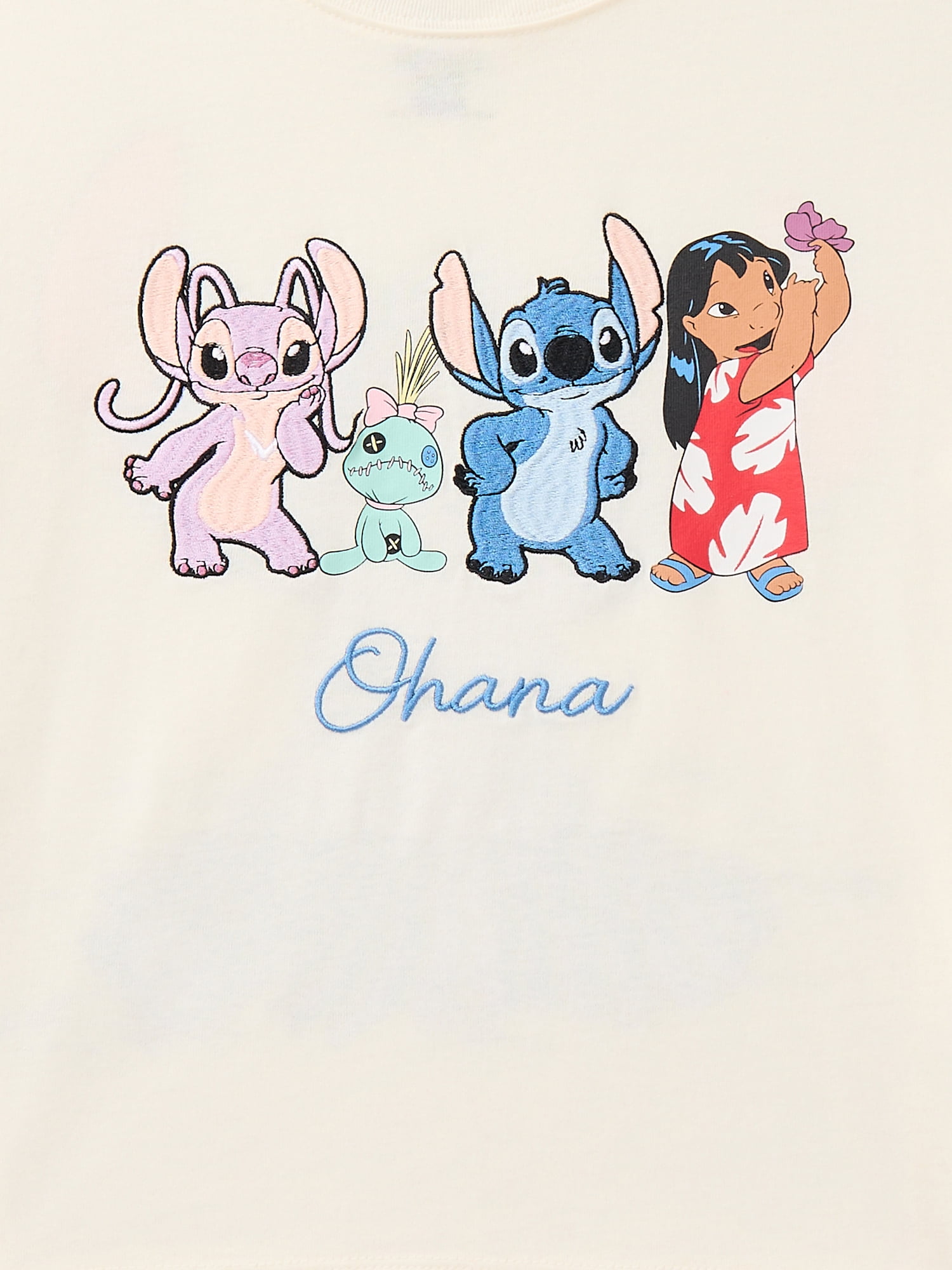 Lilo & Stitch Girls Embroidered Graphic Tee with Short Sleeves, Sizes 4-16
