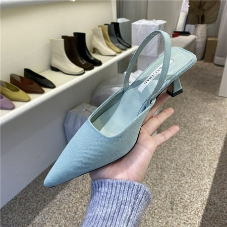 

2022 Summer Brand Women Slingback Sandals Shoes Fashion Bow-knot Pointed Toe Slip on Ladies Elegant Dress Pumps Shoes