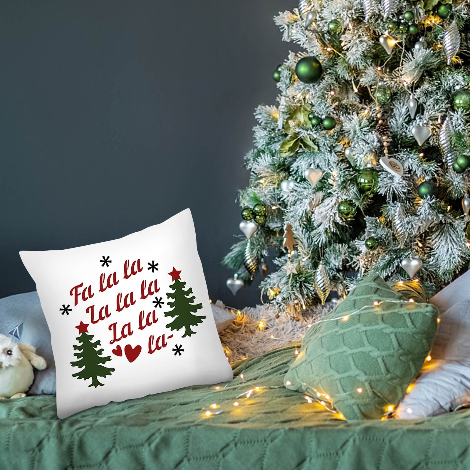 Cirzone Christmas Throw Pillow Covers Christmas Outdoor Pillow Covers Cotton Linen Christmas Pillow Covers 18x18 Christmas Decorations Set of 4 for