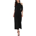 thumbnail image 1 of INSPIRAR CHIC WOMLAYOUT Mono de tirantes para mujer con lentejuelas, hombros al descubierto, mangas divididas, fiesta, cóctel, mono de pierna ancha, negro, 1 of 6