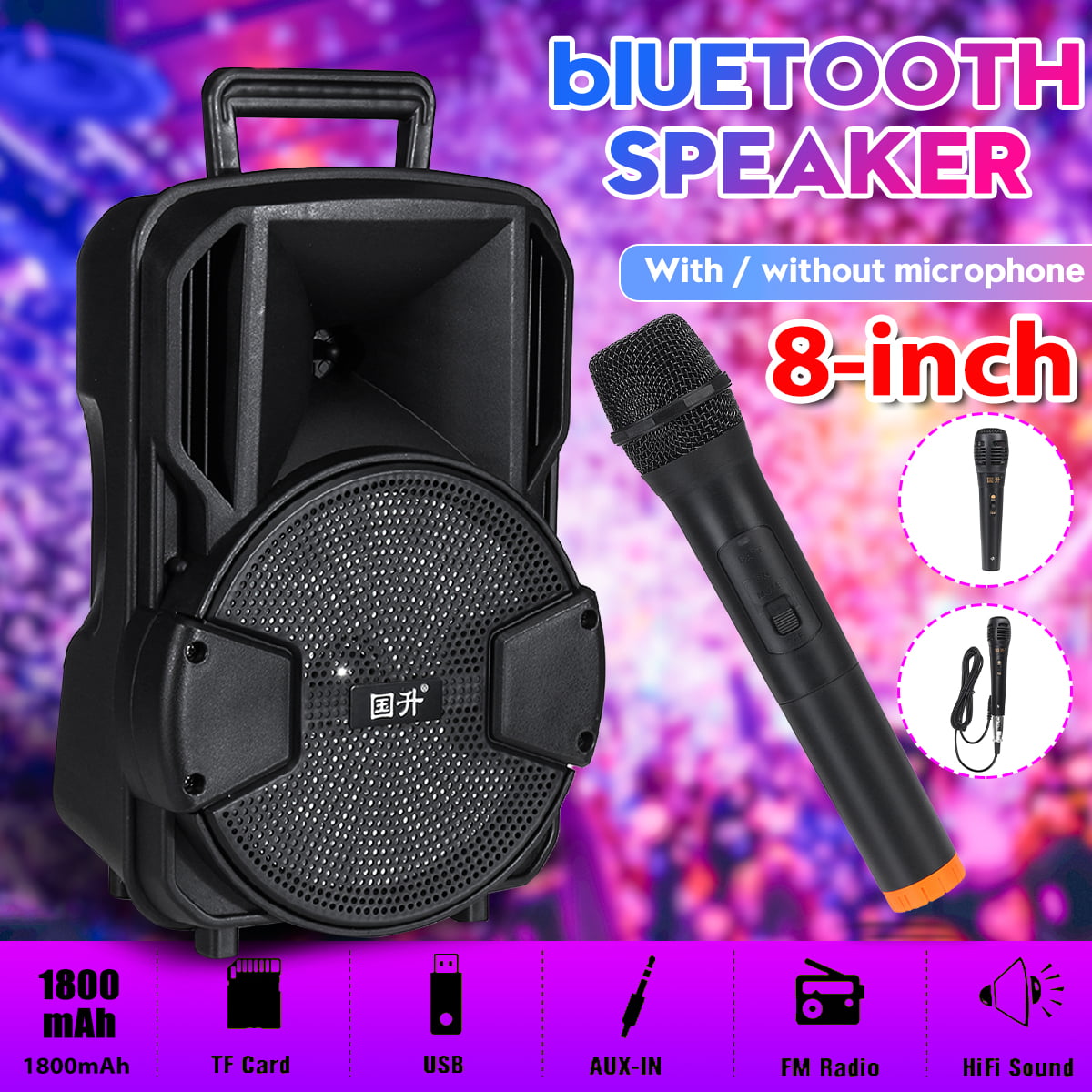 HiFi Wireless Bluetooth Soundbar Subwoofer Stereo Lautsprecher TF FM USB 1800Mah 