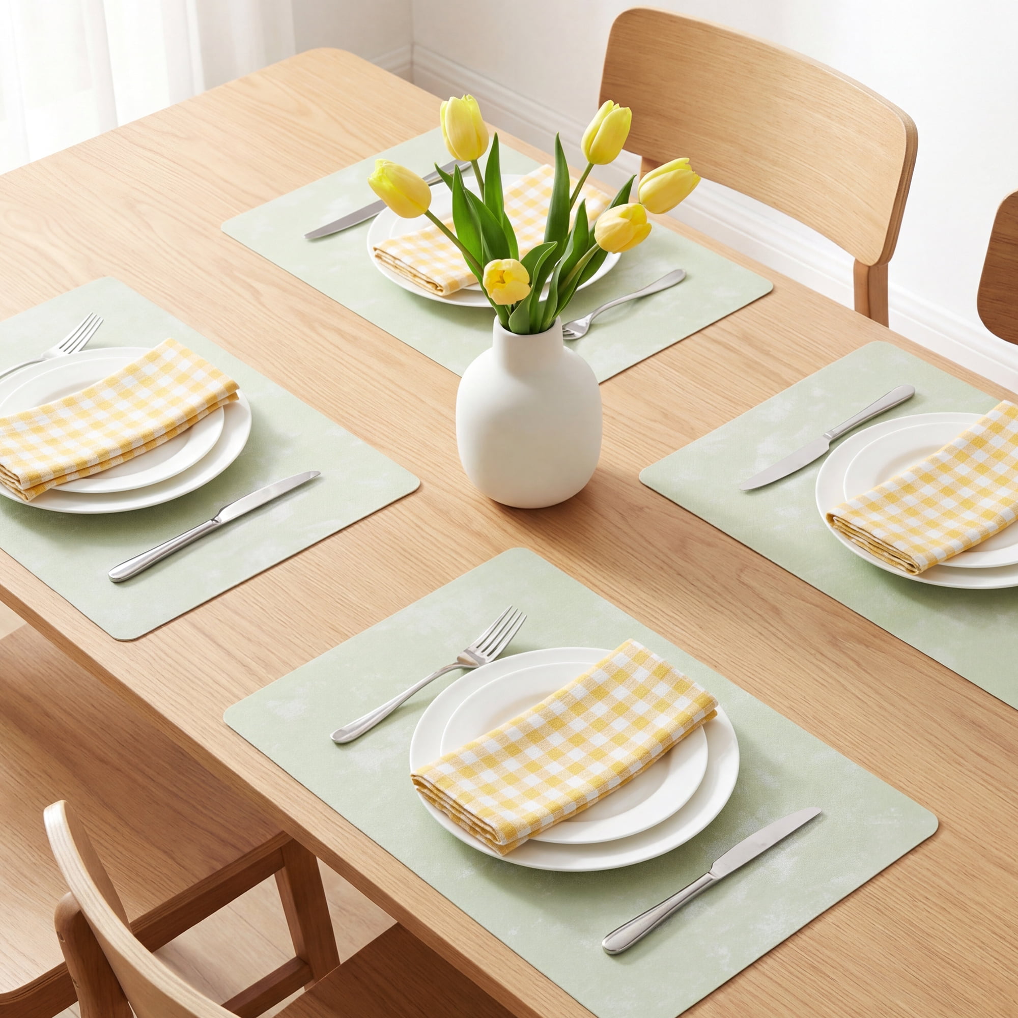 Unique Bargains Waterproof Placemats 4pcs Light Green 17.7"x11.8"