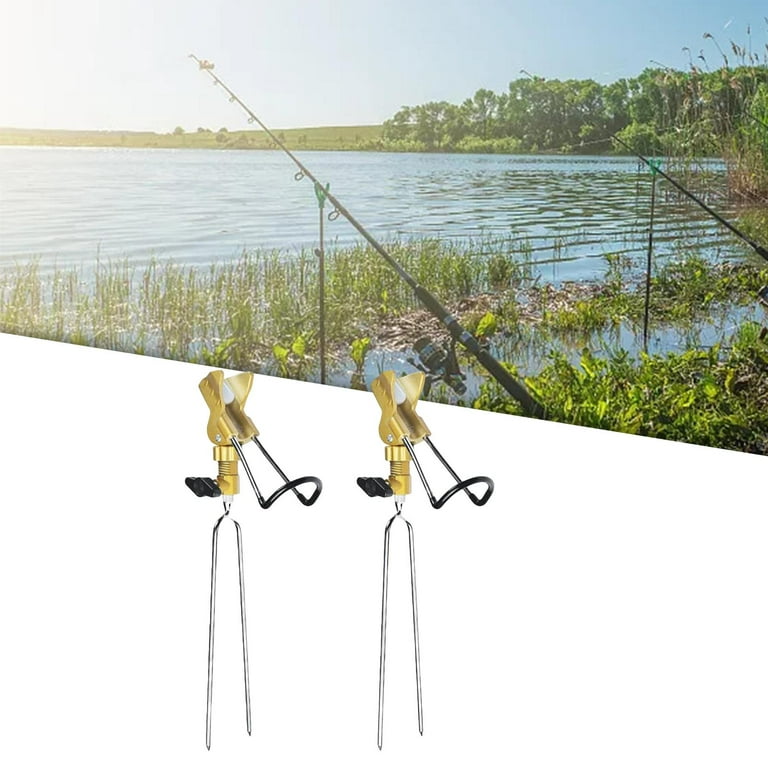2Pcs Portable Fishing Rod Holder Fishing Bracket Support Stand for Fishing  Rod Outdoor Beach for Beach, Summer Pool, Golden 