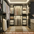 thumbnail image 5 of Homieasy 58" - 90" W Closet System, Large Walk in Closet Organizer with 3 Hanging Rods and Shelves, Heavy Duty Wood Closet Wardrobe with 2 Drawers and Shoe Rack, Reversible Clothing Rack, Black, 5 of 7