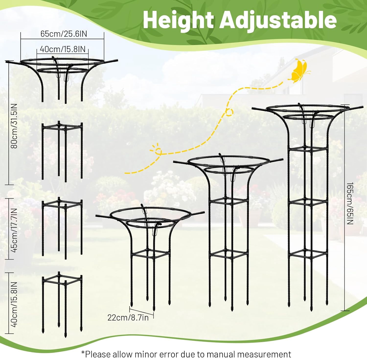 MQHUAYU Mushroom Top Garden Obelisk Trellis, Heavy Duty Rust-Proof Plant Support for Climbing Plants, Cucumber Pea Rose