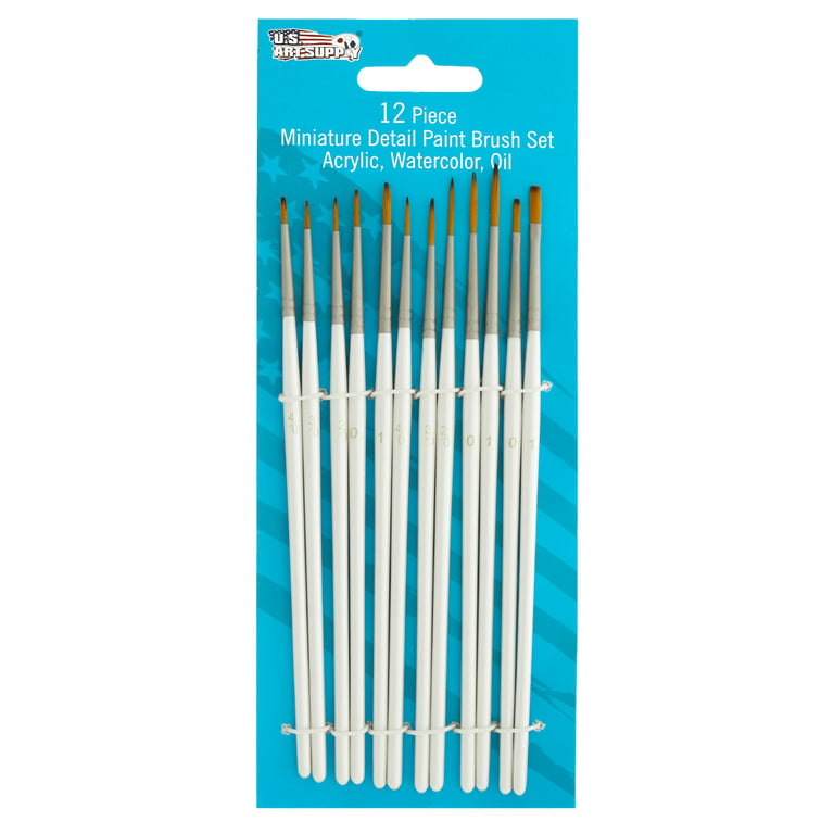 US Art Supply Miniature Detail Paint Brush Set - 12 Miniature Brushes for  Art Painting - Acrylic, Watercolor, Oil 