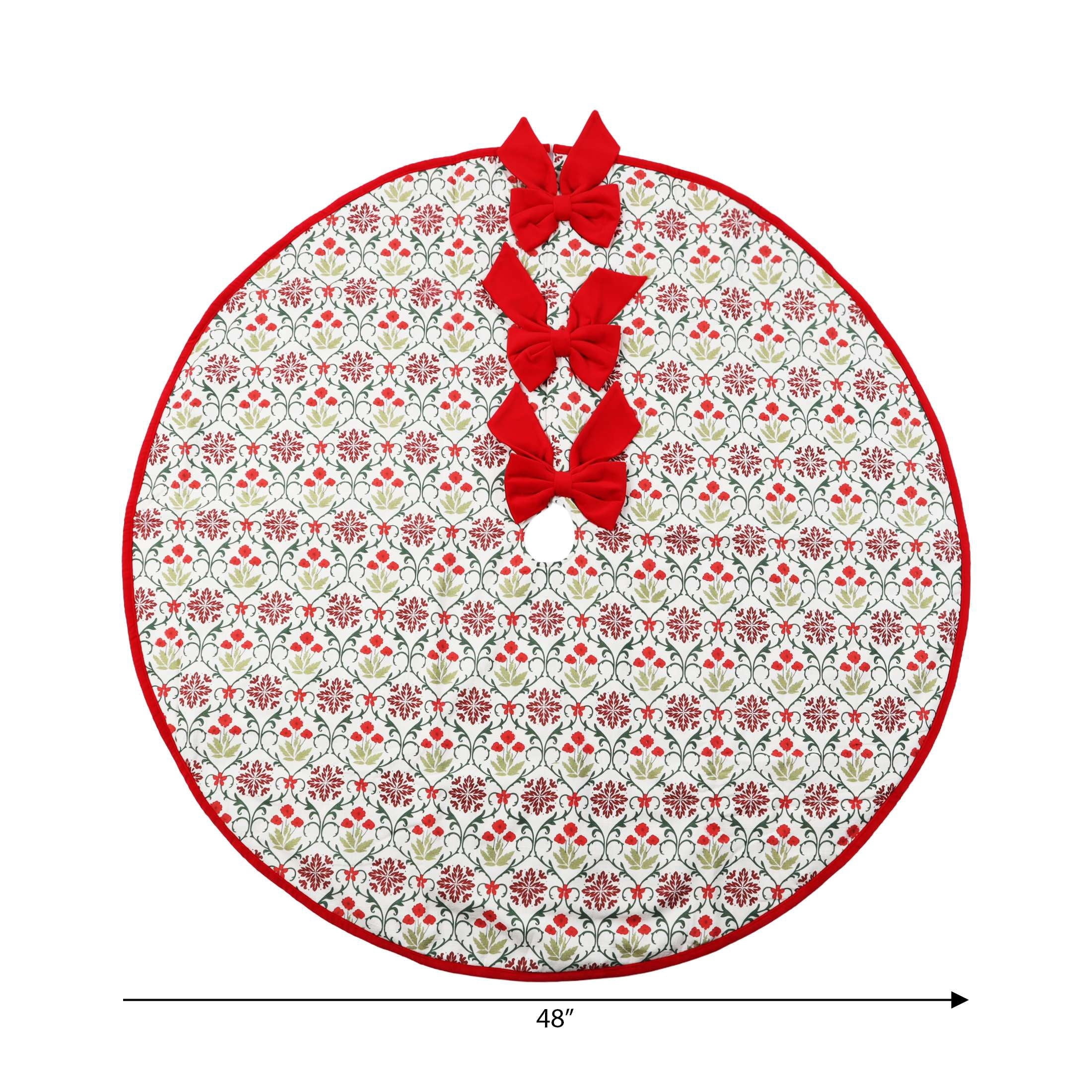 Floral Pattern Christmas Tree Skirt, Multicolor, 48", by Holiday Time