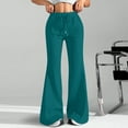 thumbnail image 2 of YDDIAN Womens Elastic Waist Sweatpants with Pockets Plus Size High Waisted Casual Flare Pants Wide Leg Summer Palazzo Drawstring Sweatpants Cyan XXL, 2 of 3