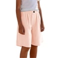 thumbnail image 2 of Girls Shorts Size 10-12 for School Striped Lightweight Pants Summer Stretch Elastic Waist Bermuda Shorts 4-13 Years Orange 150, 2 of 7