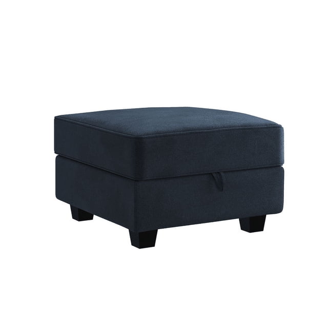 HONBAY Module d'Ottoman Carré en Velours pour Sofa Sectionnel Modulaire, Repose-Pieds avec Rangement, Bleu Marine