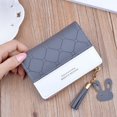 thumbnail image 1 of YUANOU Women Short Wallet Patchwork Small Zipper Purse Checked Embossed Tassel Wallets Cute Simple Card Holder Pink Mini Money Bag(Grey), 1 of 7