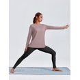 thumbnail image 5 of Pinspark Long Sleeve Workout Tops for Women Solid Athletic Shirts Lightweight Yoga Shirt Stretchy Running Top Loose Fit, 5 of 6