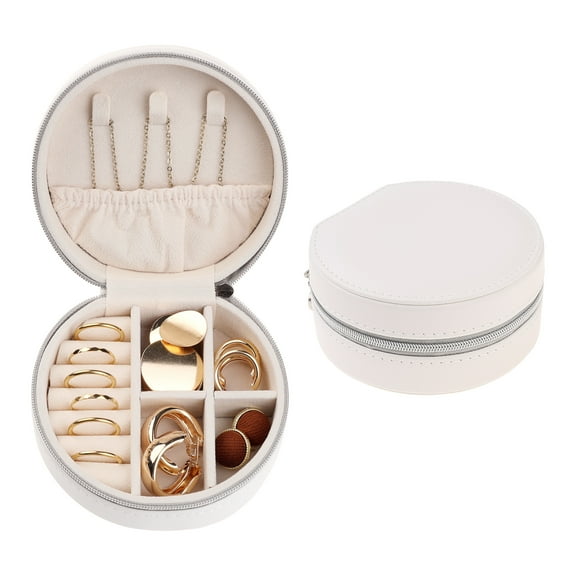 Unique Bargains Travel Jewelry Box Small Portable Jewelry Organizer Case Storage Display White