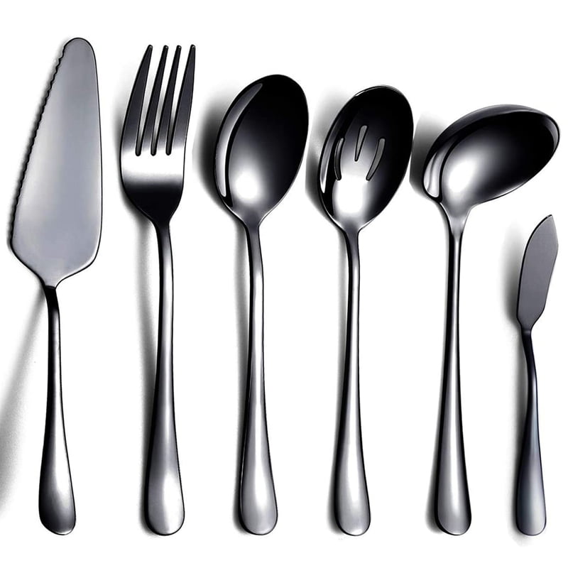 Details about   Knork 5 Piece Stainless Steel Dishwasher Safe Flatware Spoon Serving Set Silver 